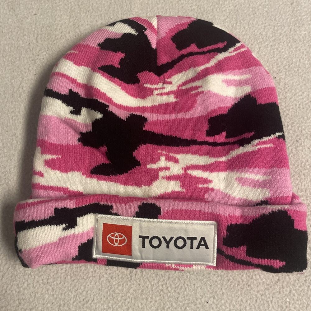 Toyota Racing Pink Camo Cuffed Knit Beanie Hat Camouflage Corporate Promo